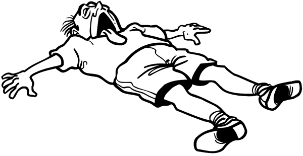 Unconscious man on ground vinyl sticker. Customize on line. Health Illness Anatomy 050-0296